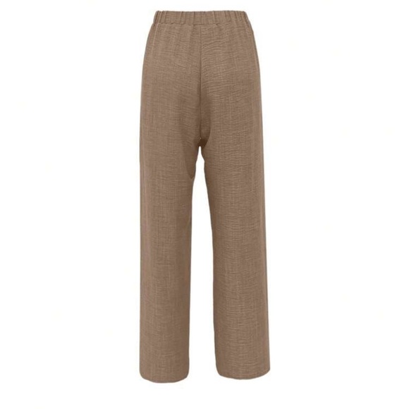 Elegant Tan Women's Pants with Lace Detail - Picture 2 of 2